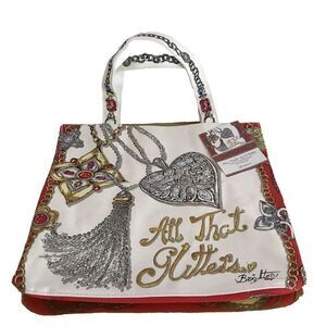 BRIGHTON ALL THAT GLITTERS COLORFUL TOTE CANVAS BAG BEAUTIFULLY HAND PAINTED NWT